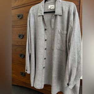 Flax Women’s Oversized Black and White Checkered Shirt- Size L
